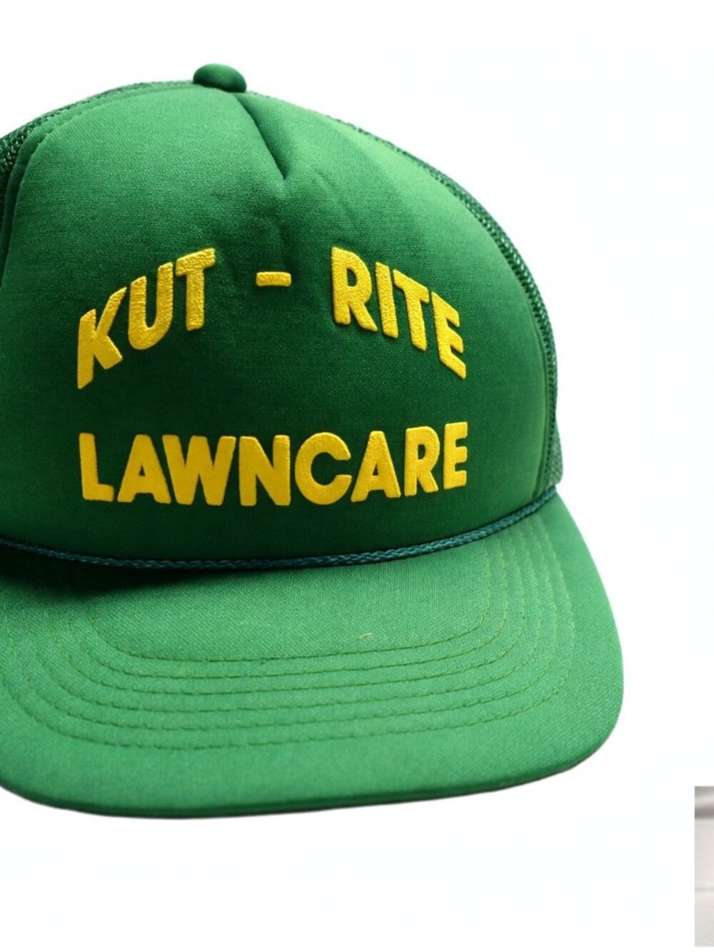 Kut-Rite Lawncare Green Trucker Hat Snapback Yellow Lettering